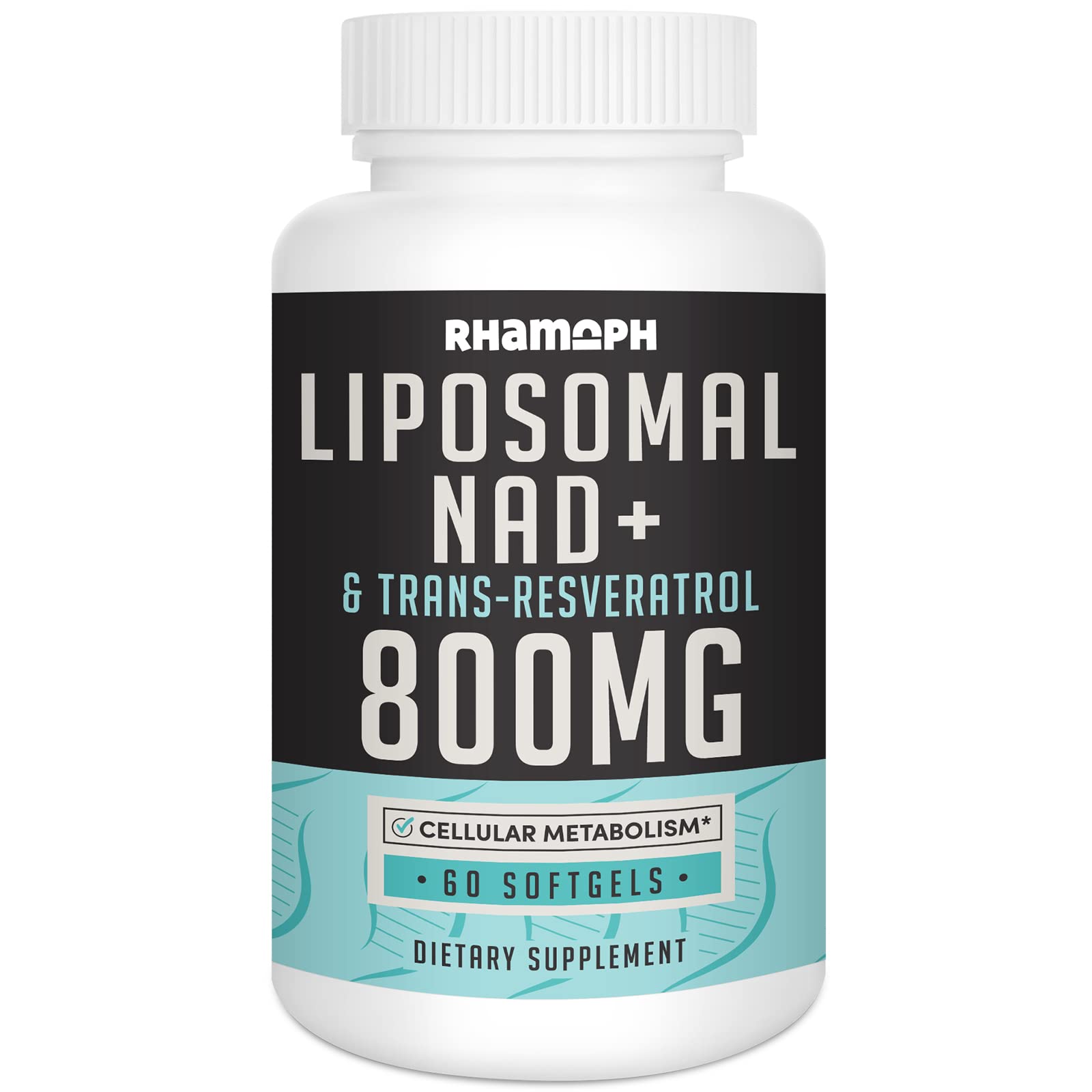 Rhamoph Liposomal NAD+ 800 mg with Trans-Resveratrol 300 mg, Max Absorption, Actual NAD+ Boosting Supplement for Healthy Aging, Cellular Energy, DNA Repair, Longevity - 60 Softgels Rhamoph buy supplements canada