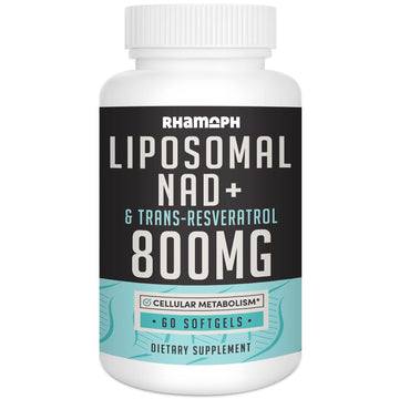 Rhamoph Liposomal NAD+ 800 mg with Trans-Resveratrol 300 mg, Max Absorption, Actual NAD+ Boosting Supplement for Healthy Aging, Cellular Energy, DNA Repair, Longevity - 60 Softgels Rhamoph buy supplements canada