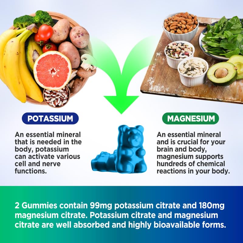 HOLLEGEND Potassium Magnesium Gummies, High Absorption Potassium Citrate 99mg Magnesium Citrate 180mg, Chewable Gummy Supplements for Leg Cramps & Muscle, 60 Count HOLLEGEND buy supplements canada