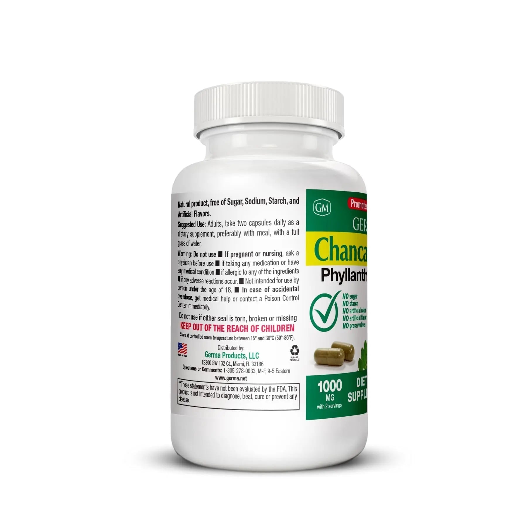 Germa Chanca Piedra Supplement – 500mg Phyllanthus Niruri – Traditional Stone Breaker Herb for Urinary & Kidney Support – Rainforest Botanical – 100% Natural Vegan Capsules, 100 Count Germa buy supplements canada