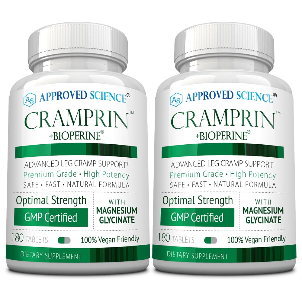 Approved Science Cramprin - High Absorption Magnesium, Vitamin B Complex, BioPerine - Muscle Cramps - 6 Month Supply - 2 Bottles - Vegan Approved Science buy supplements canada