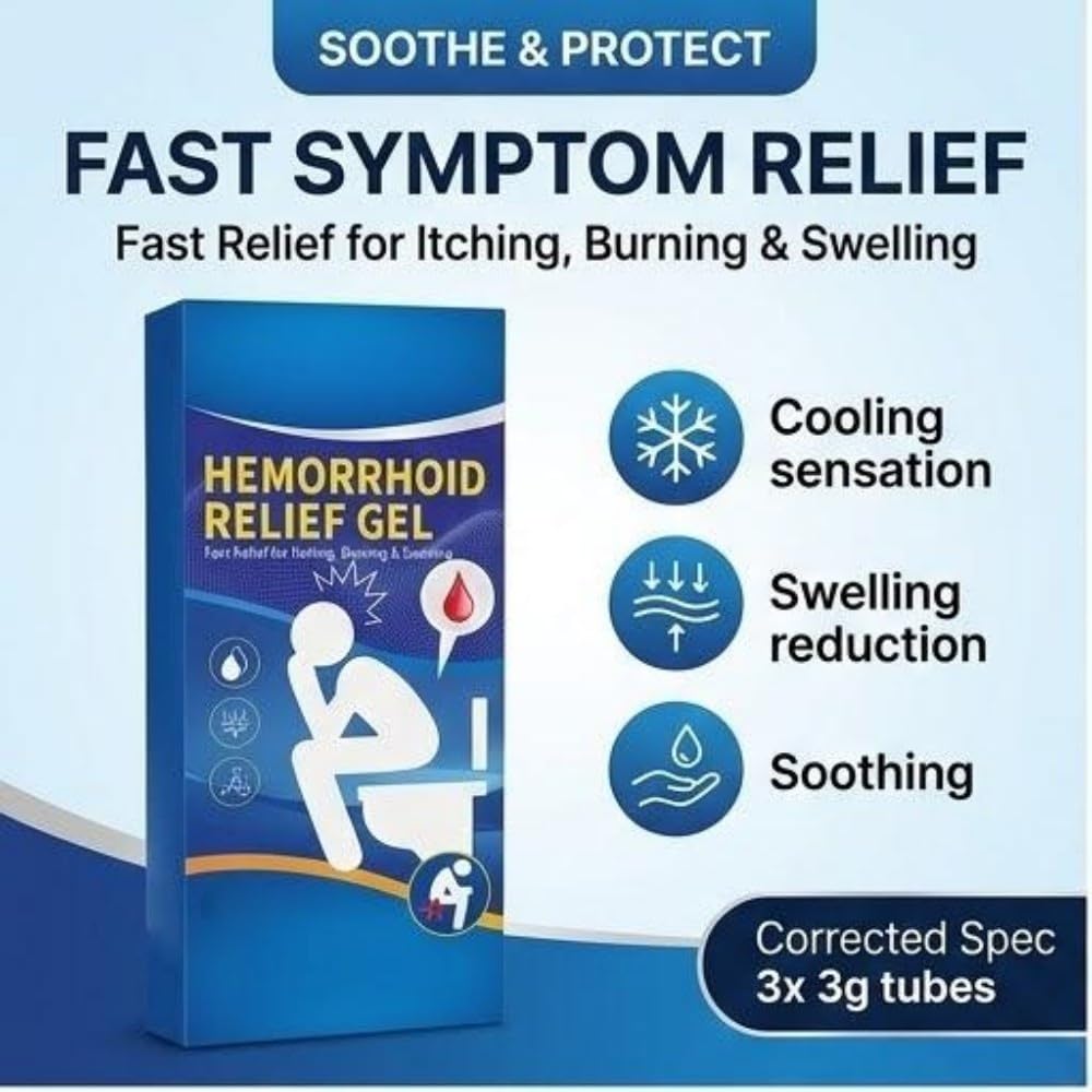 Hemorrhoid Relief Gel with 3 Disposable Applicators - Fast Soothing Cream for Itching & Swelling - Internal & External Treatment (Pack of 3) Aus Healthcare buy supplements canada