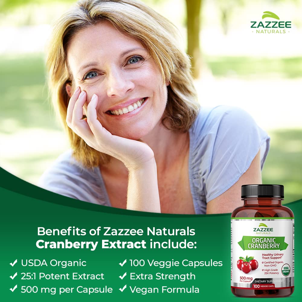 Zazzee USDA Organic Cranberry 25:1 Extract, 12,500 mg Strength, 100 Vegan Capsules Zazzee buy supplements canada