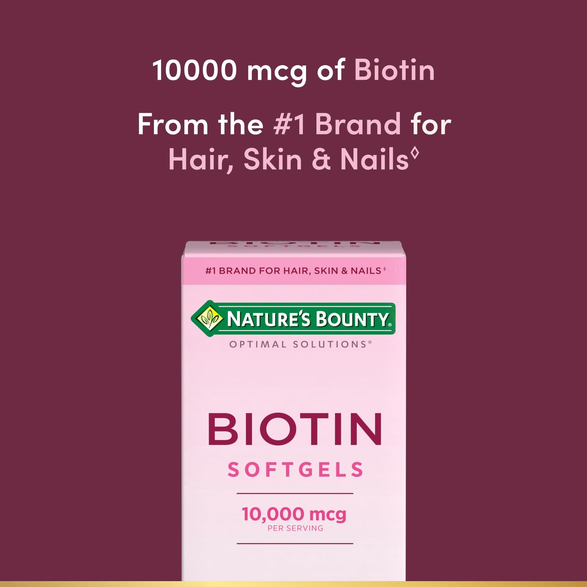 Nature's Bounty Biotin 10000mcg Supplement, Supports Healthy Hair, Skin and Nails, Optimal Solutions Hair Vitamin with Biotin Nature's Bounty Optimal Solutions buy supplements canada