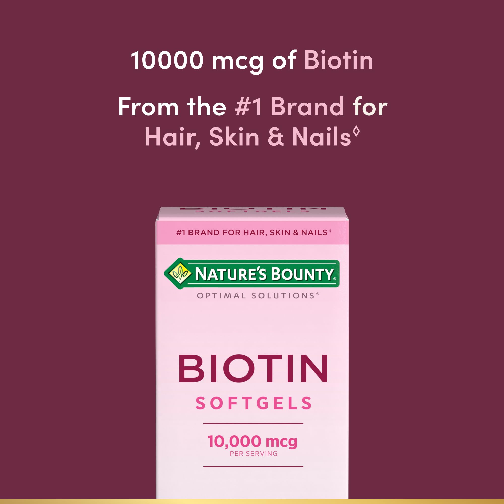 Nature's Bounty Biotin 10000mcg Supplement, Supports Healthy Hair, Skin and Nails, Optimal Solutions Hair Vitamin with Biotin Nature's Bounty Optimal Solutions buy supplements canada