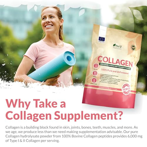Collagen Powder 600g - 100 Servings - High Grade Pure Bovine 100% - Collagen Peptides Hydrolysate Nu U Nutrition buy supplements canada