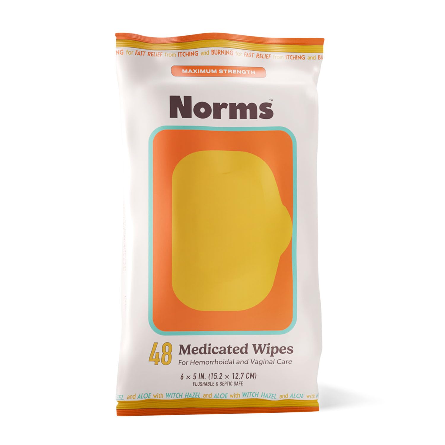 Norms Medicated Hemorrhoid Wipes with Witch Hazel and Aloe, Soothing Flushable Wipes for Itching, Burning & Swelling Relief, Hypoallergenic & Fragrance Free - 48ct (Pack of 1) Norms buy supplements canada