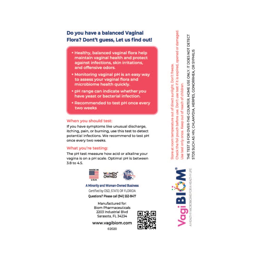 VagiBiom Vaginal pH Tester: Balanced and Healthy Vaginal microbiome ensures Optimum pH VagiBiom buy supplements canada