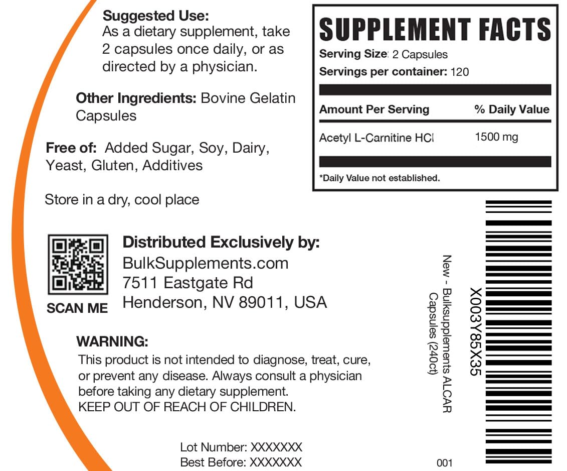 BULKSUPPLEMENTS.COM Acetyl L-Carnitine Capsules - ALCAR HCl, Carnitine Supplement BULKSUPPLEMENTS.COM buy supplements canada