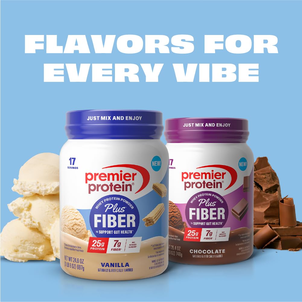 Premier Protein Powder Plus Fiber, Vanilla, 25g Protein, 7g Fiber to Support Gut Health, No Added Sugar (17 Servings) Premier Protein buy supplements canada