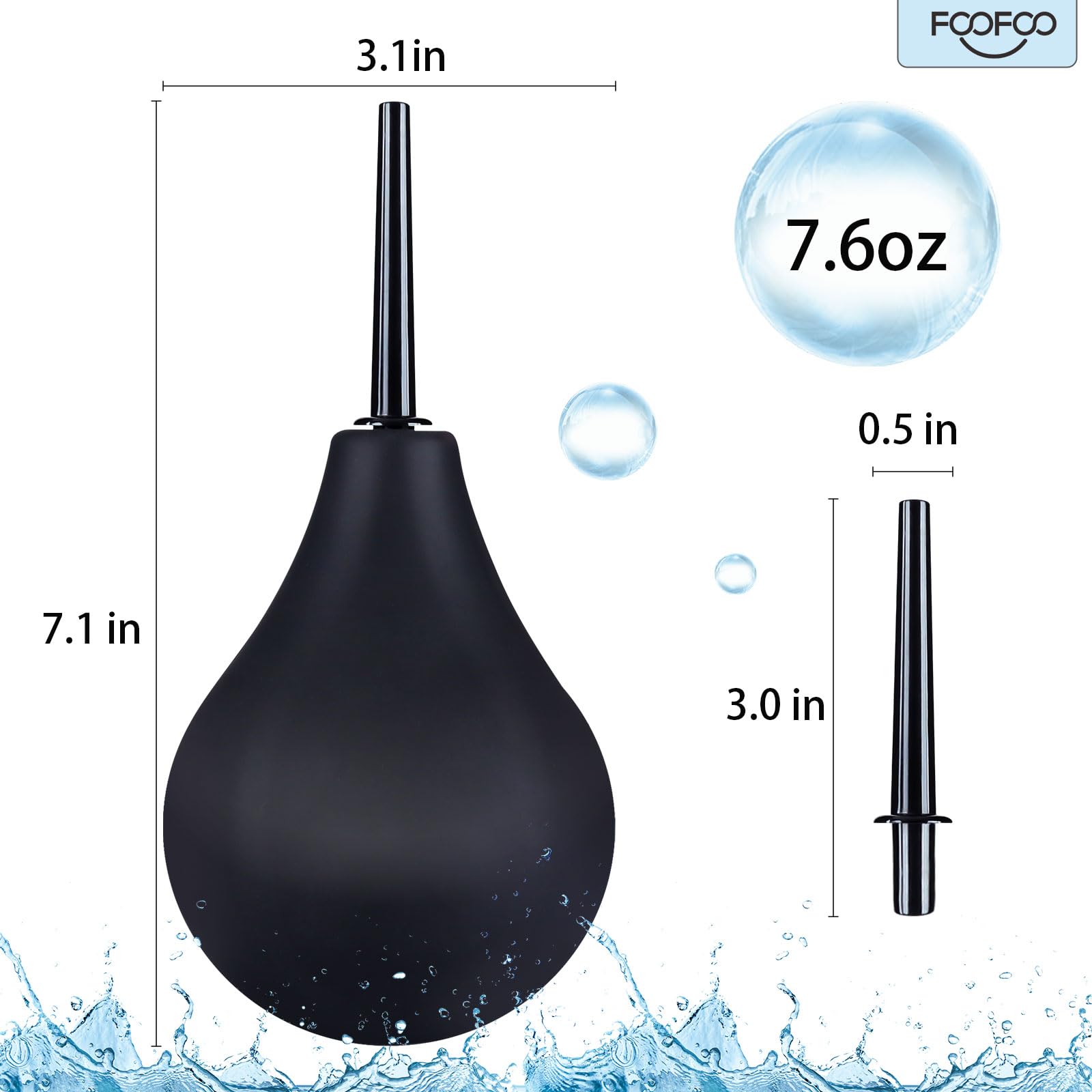 Enema Bulb 7.6oz Douche Enema Kit Includes 4 Nozzles for Women & Men Black with Storage Bag FOOFOO buy supplements canada