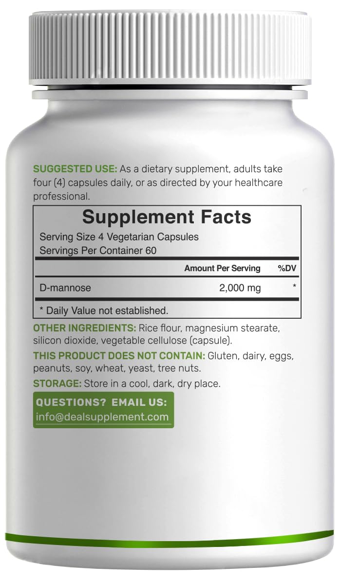 DEAL SUPPLEMENT D Mannose 500mg Capsules (2,000mg Per Serving), 240 Veggie Pills – Fast Acting Water-Soluble Form – Extra Strength Urinary Tract (UTI) Health Support – Non-GMO, Vegan Friendly DEAL SUPPLEMENT buy supplements canada