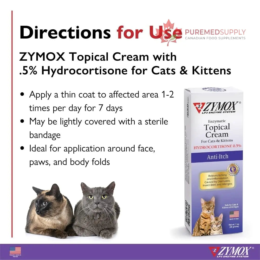 Zymox Cat & Kitten Topical Cream w/ .5% hydrocortisone - 1 oz. Tube Zymox buy supplements canada