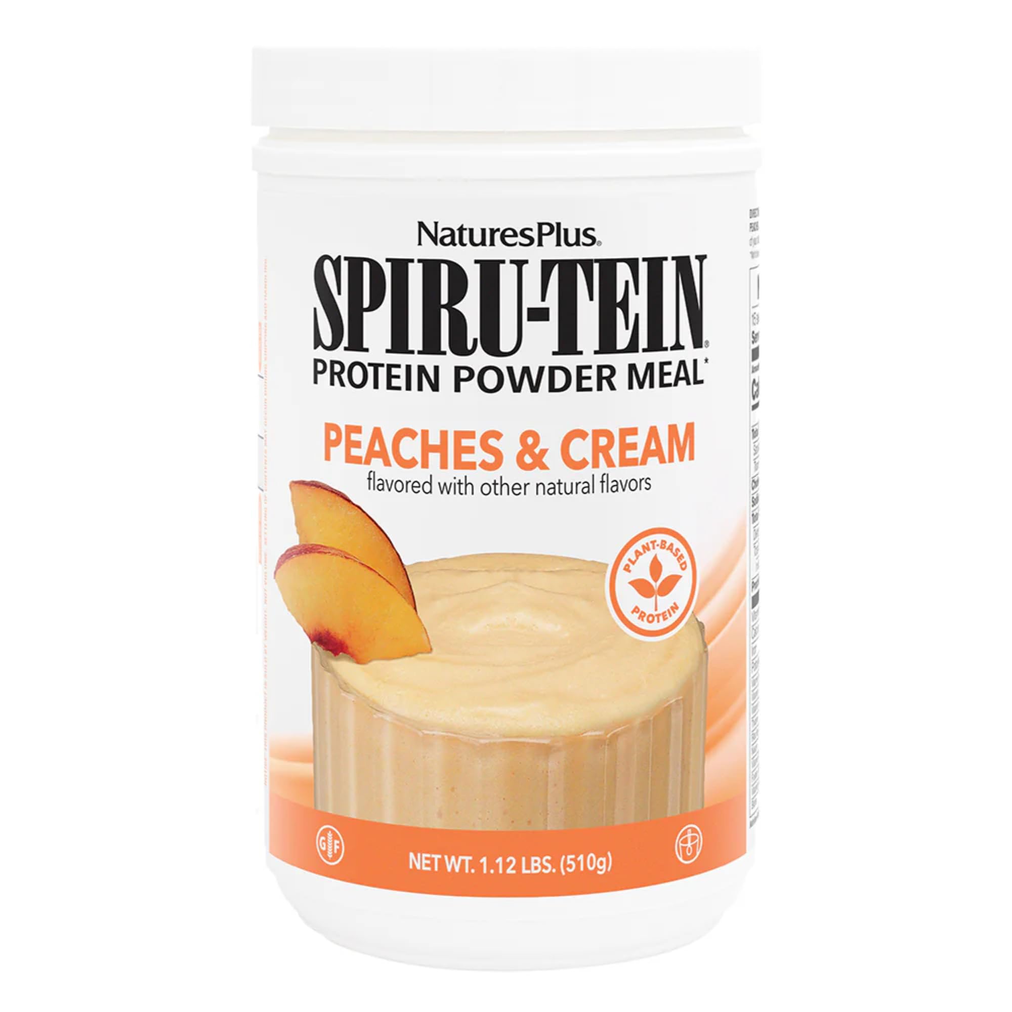NaturesPlus SPIRU-TEIN, Peaches & Cream - 1.12 lb - Plant-Based Protein Powder - Vitamins & Minerals for Energy - Vegetarian, Gluten Free - 15 Servings NaturesPlus buy supplements canada