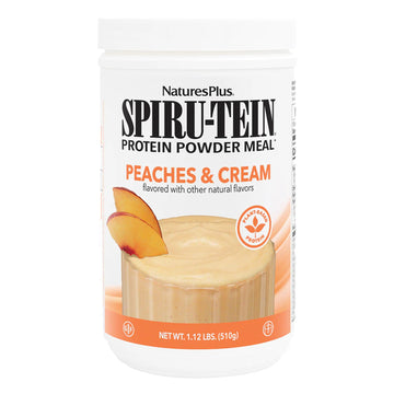 NaturesPlus SPIRU-TEIN, Peaches & Cream - 1.12 lb - Plant-Based Protein Powder - Vitamins & Minerals for Energy - Vegetarian, Gluten Free - 15 Servings NaturesPlus buy supplements canada