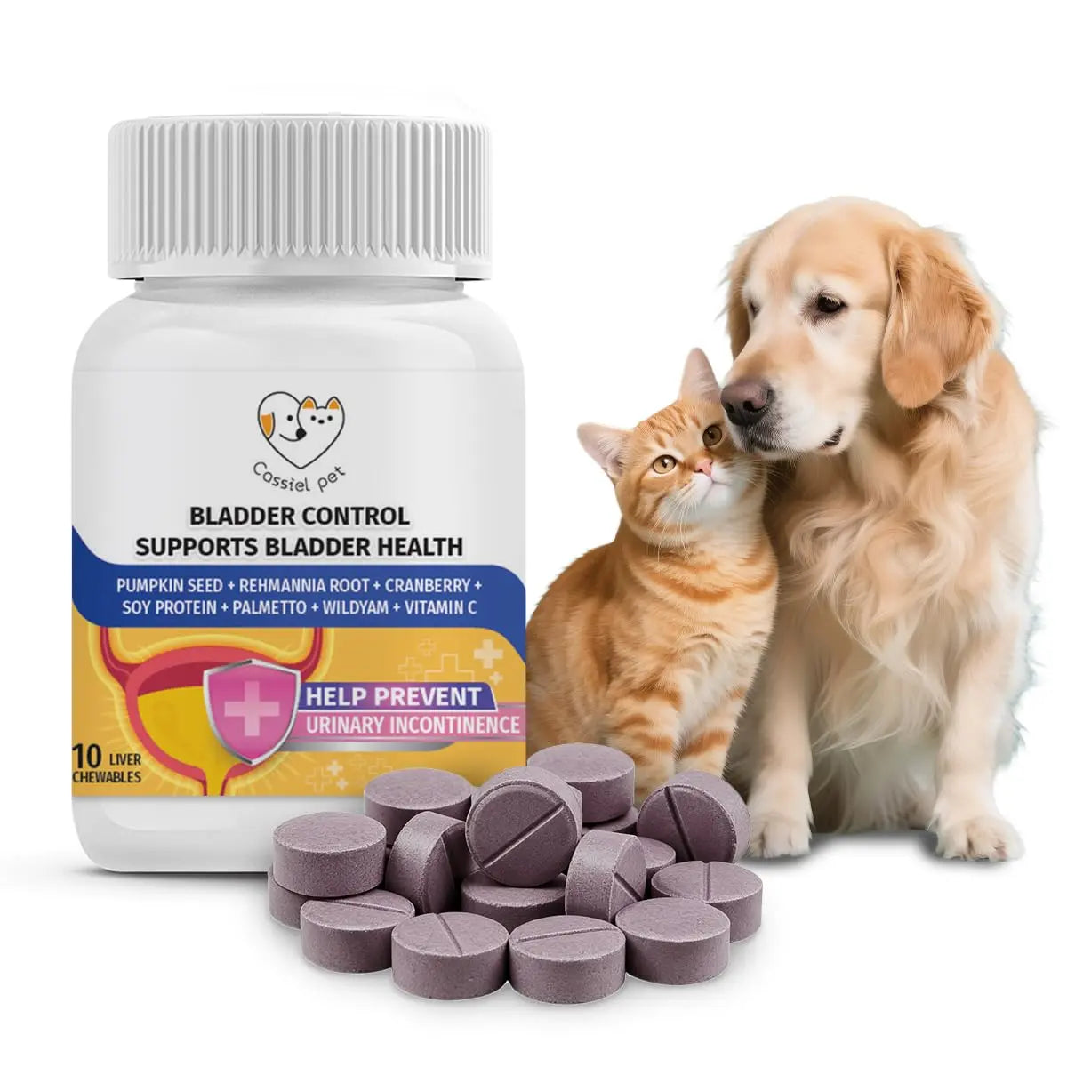 Cassiel Pet Bladder Supports Chews for Urinary Tract Health, Infection Treatments, Bladder Health, Dog UTI, Bladder Stones, Incontinence Support, Urinary Pain Relief for Cat & Dog 10 Chews (1 Bottle) Cassiel pet buy supplements canada
