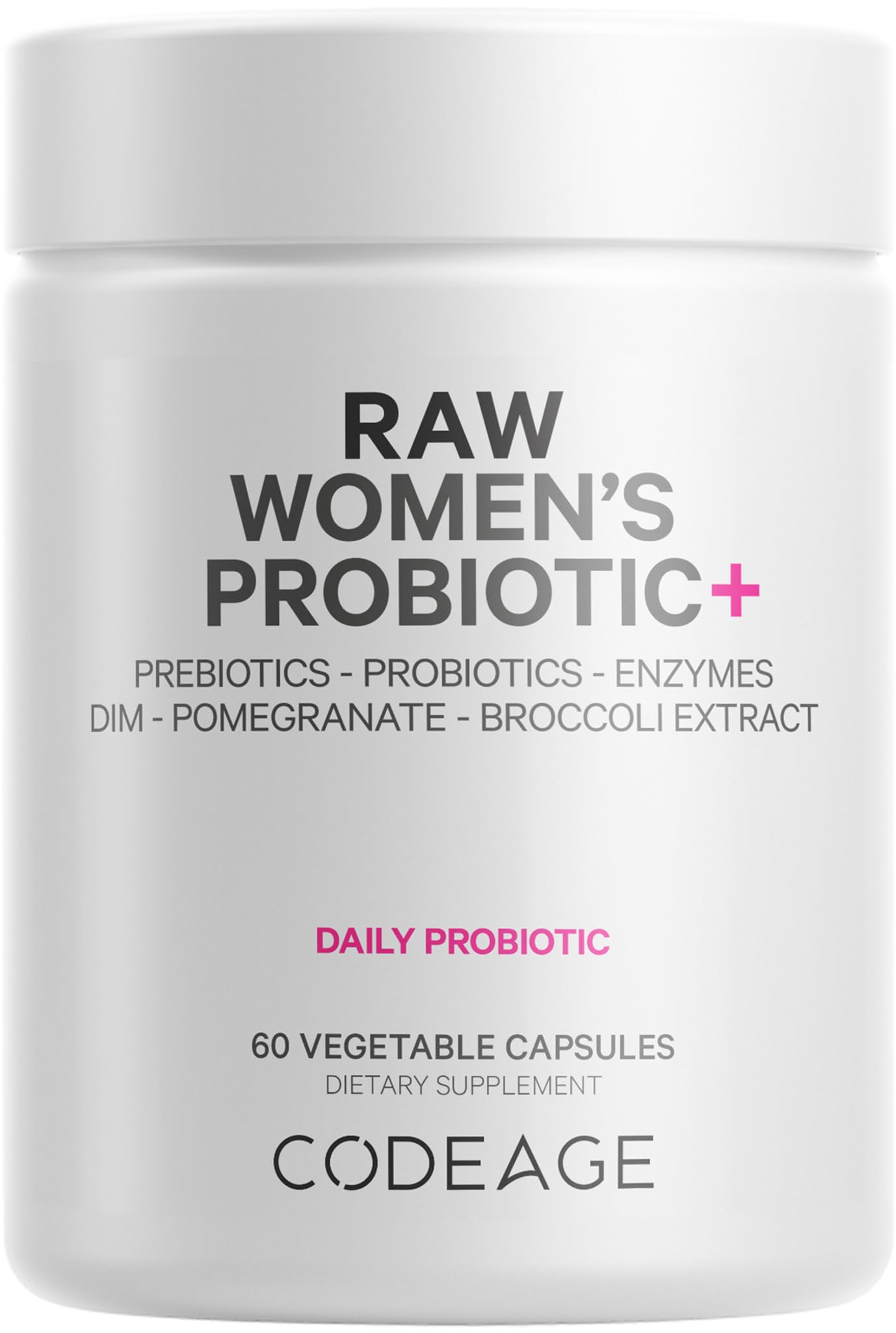 Codeage Raw Women’s Probiotic+ Supplement - 34 Probiotic Strains, 100 Billion CFUs, Digestive Enzymes, Prebiotic Blend, DIM, Herbal Extracts, Phytonutrients - Non-GMO - 30 Capsules Codeage buy supplements canada