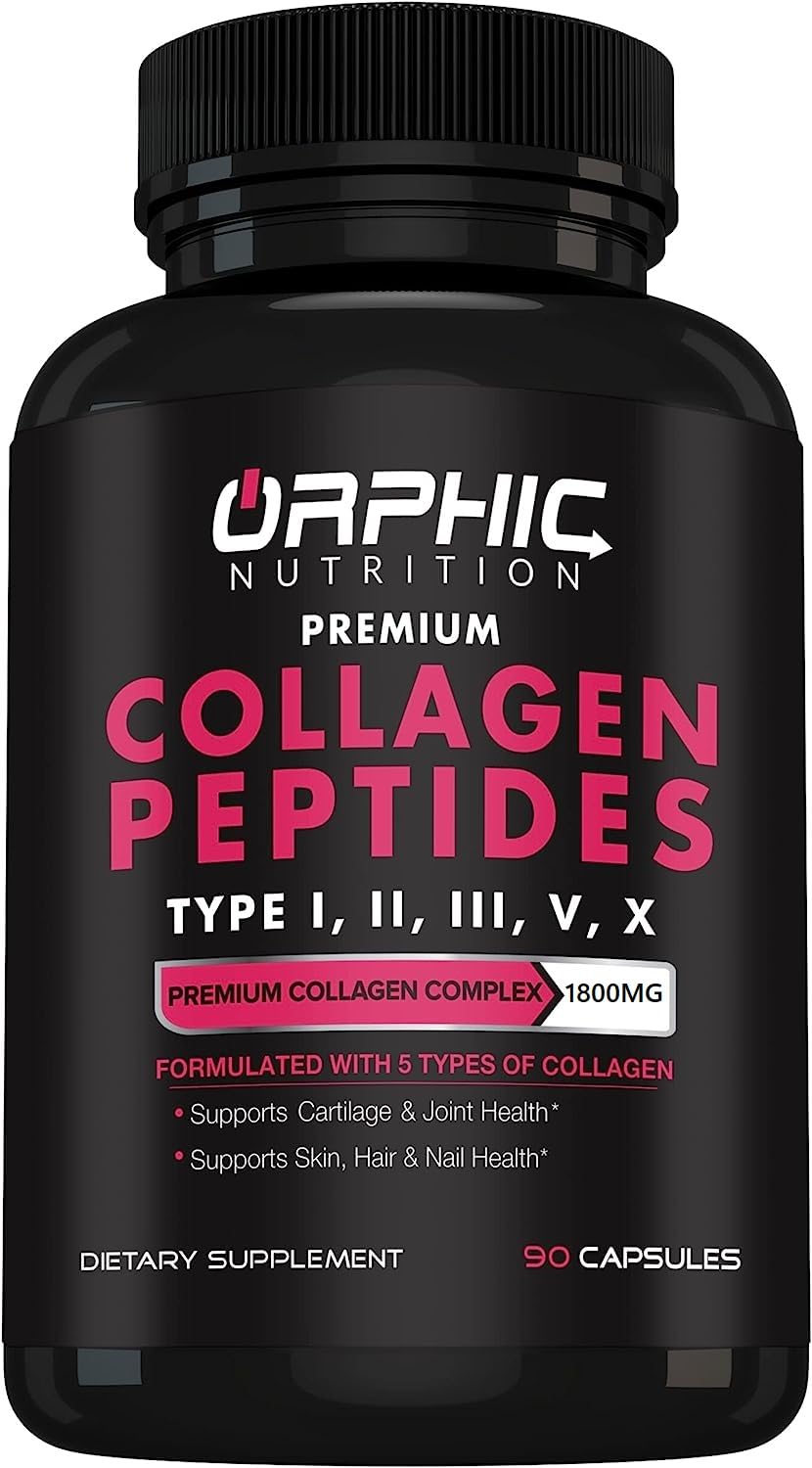 ORPHIC NUTRITION Collagen Peptides Capsules for Women,1800mg Multi Collagen Pills Types I, II, III, V, X - Supports Digestive Health Maintaining Strong Joints, Tendons, Ligaments and Muscles* 90 Caps ORPHIC NUTRITION buy supplements canada