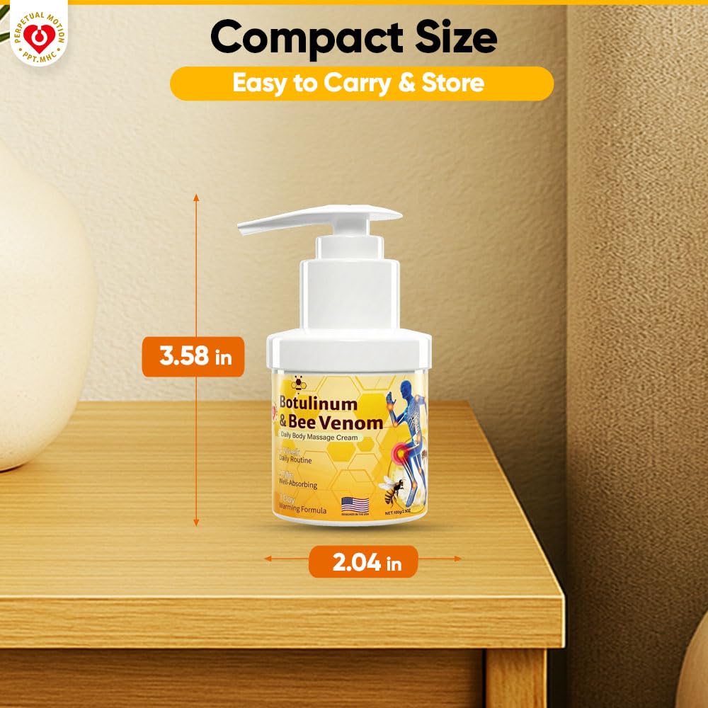 PPT.MHC Bee Venom Warming Cream with Pump - Massage Body Rub with Ginger, Peppermint & Black Pepper - Premium Bee Venom Lotion for Back, Legs & Feet - Everyday Non-Greasy 3.5oz Cream PPT.MHC buy supplements canada