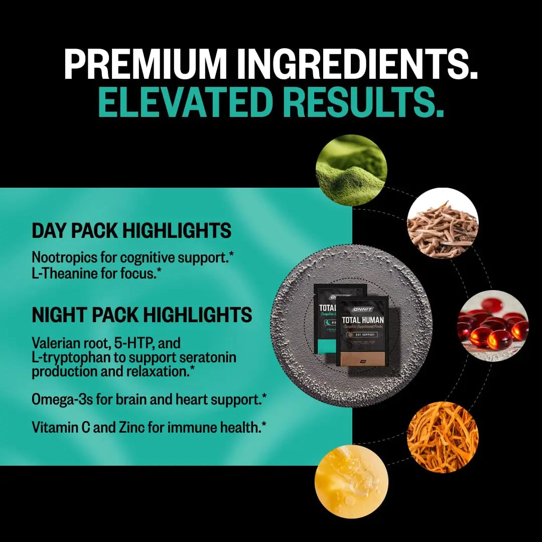 ONNIT Total Wellness & Performance Bundle: Total Human Multivitamin Packs (30-Day Supply) + Creatine Monohydrate Powder (30 Servings) ONNIT buy supplements canada