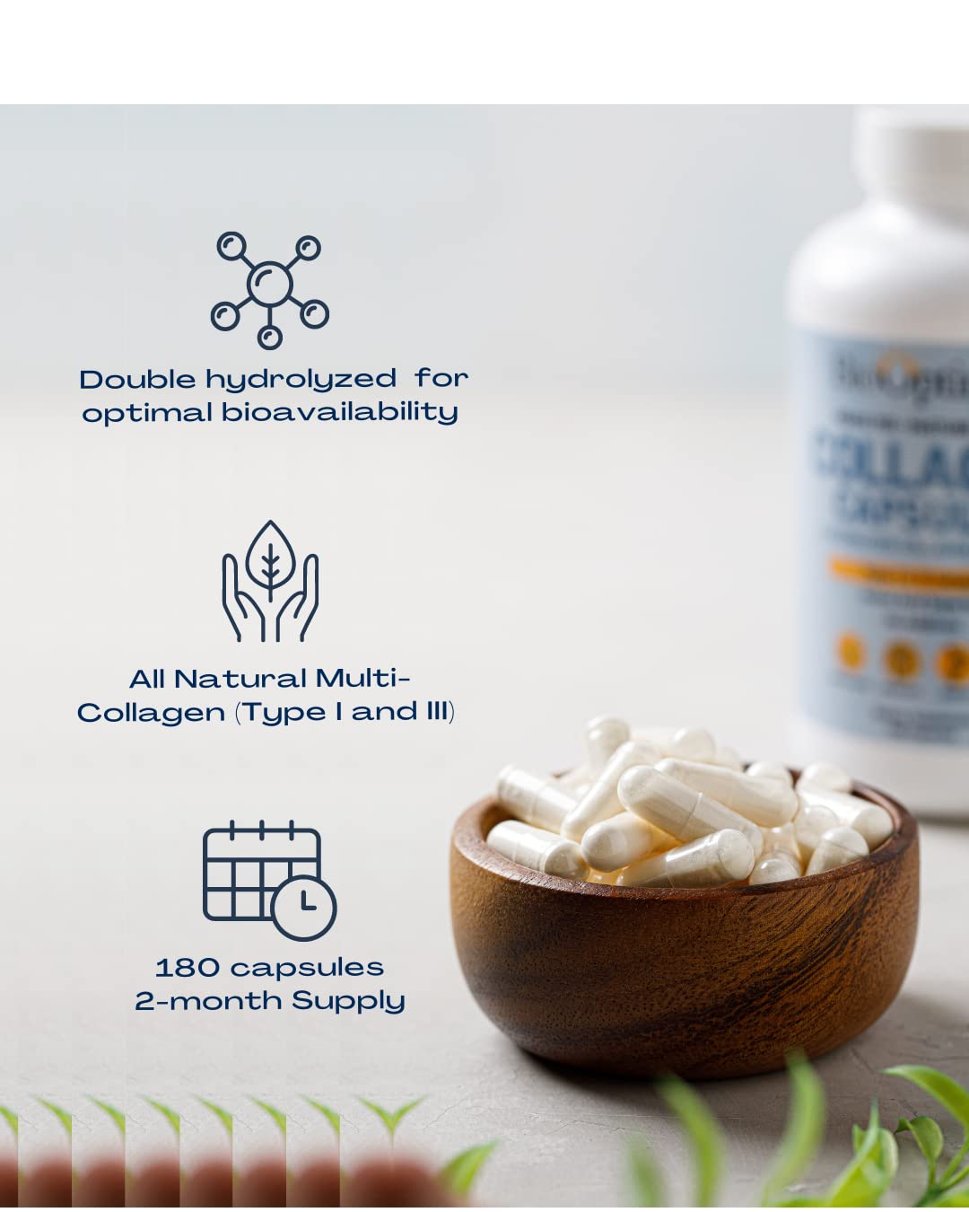 BioOptimal Collagen Peptides Capsules - Grass-Fed, Pasture-Raised Hydrolyzed Protein S]n-GMO, Zero Sugar Daily Pills for Men & Women (180 Capsules) BioOptimal buy supplements canada