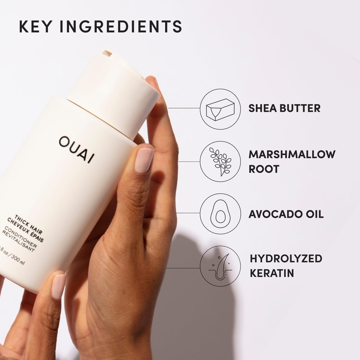 OUAI Thick Hair Conditioner Travel Size - Moisturizing Conditioner for Dry, Frizzy Hair - Keratin, Marshmallow Root, Shea Butter and Avocado Oil - Paraben, Phthalate and Sulfate Free (3 Oz) OUAI buy supplements canada