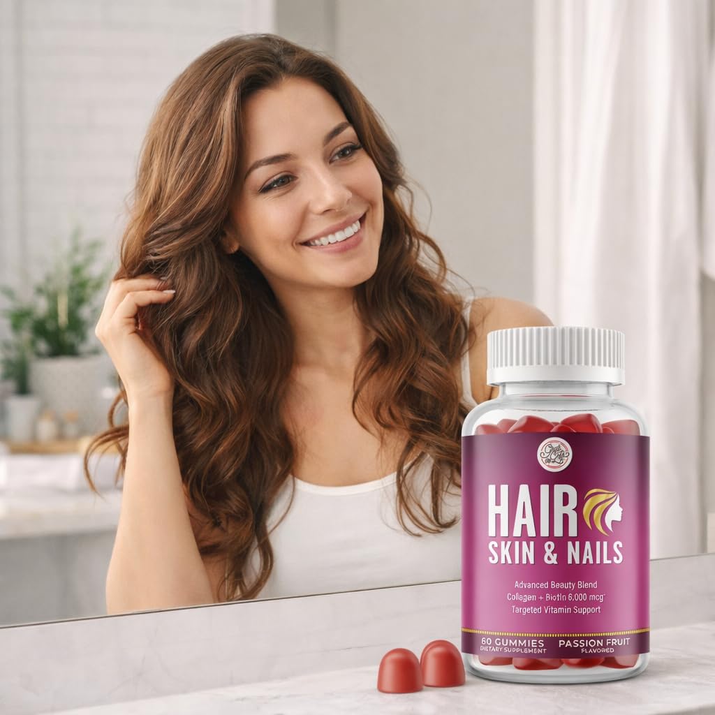 Grab The Gold Hair Skin & Nails Vitamins for Women | Gummies with 6000mcg Biotin & Collagen | 10 Essential Vitamin & Minerals | Gluten-Free, Non-GMO, Passion Fruit Flavor | 1 Month Supply, Made in USA Grab The Gold buy supplements canada