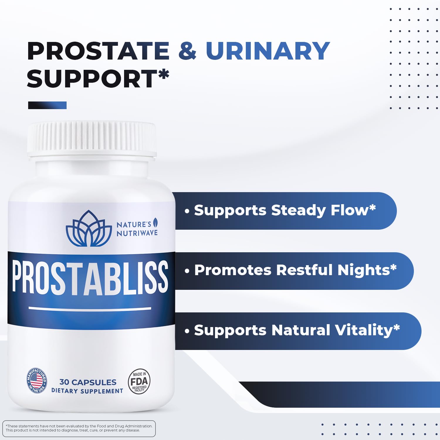 Prostabliss – 100% Natural Herbal Supplement with Zinc, Green Tea, Milk Thistle & Ginseng – Made in USA – 30 Capsules, 1 Month Supply Nature’s NutriWave buy supplements canada