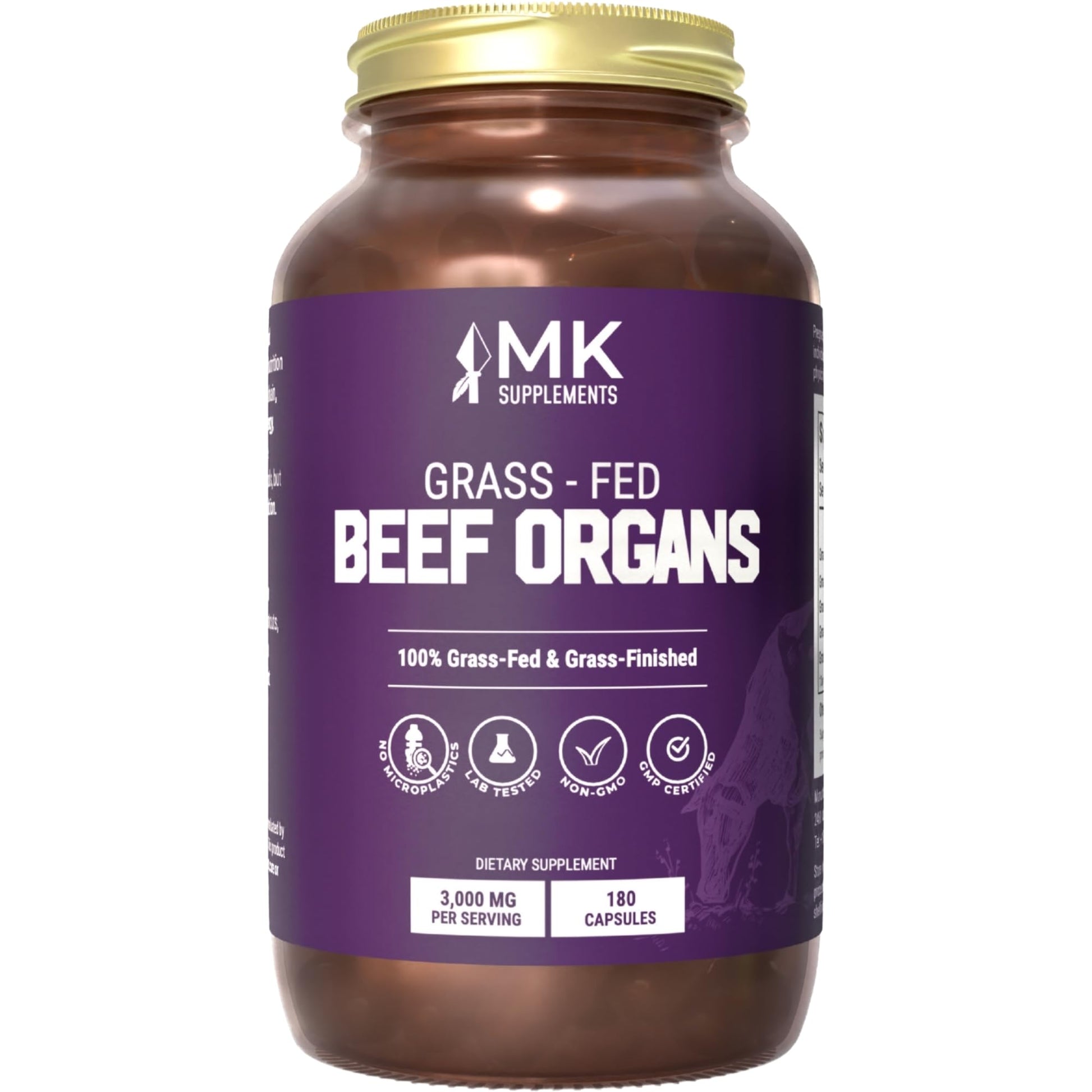MK Supplements Grass-Fed Beef Organs Capsules | 5 Organs in Nature-Identical Ratios | B12, Copper & Heme Iron | Regeneratively Raised | 150 Capsules MK Supplements buy supplements canada