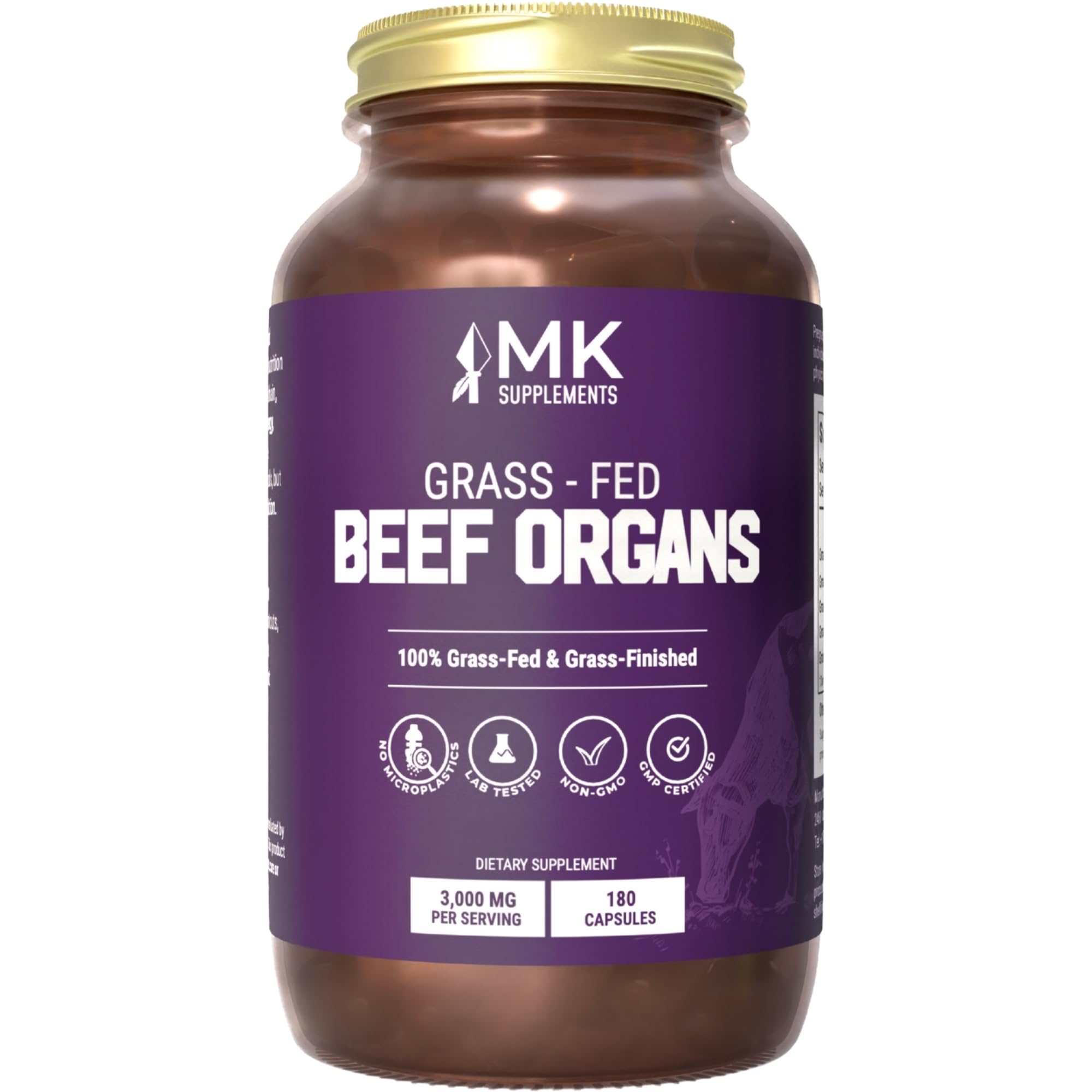 MK Supplements Grass-Fed Beef Organs Capsules | 5 Organs in Nature-Identical Ratios | B12, Copper & Heme Iron | Regeneratively Raised | 150 Capsules MK Supplements buy supplements canada