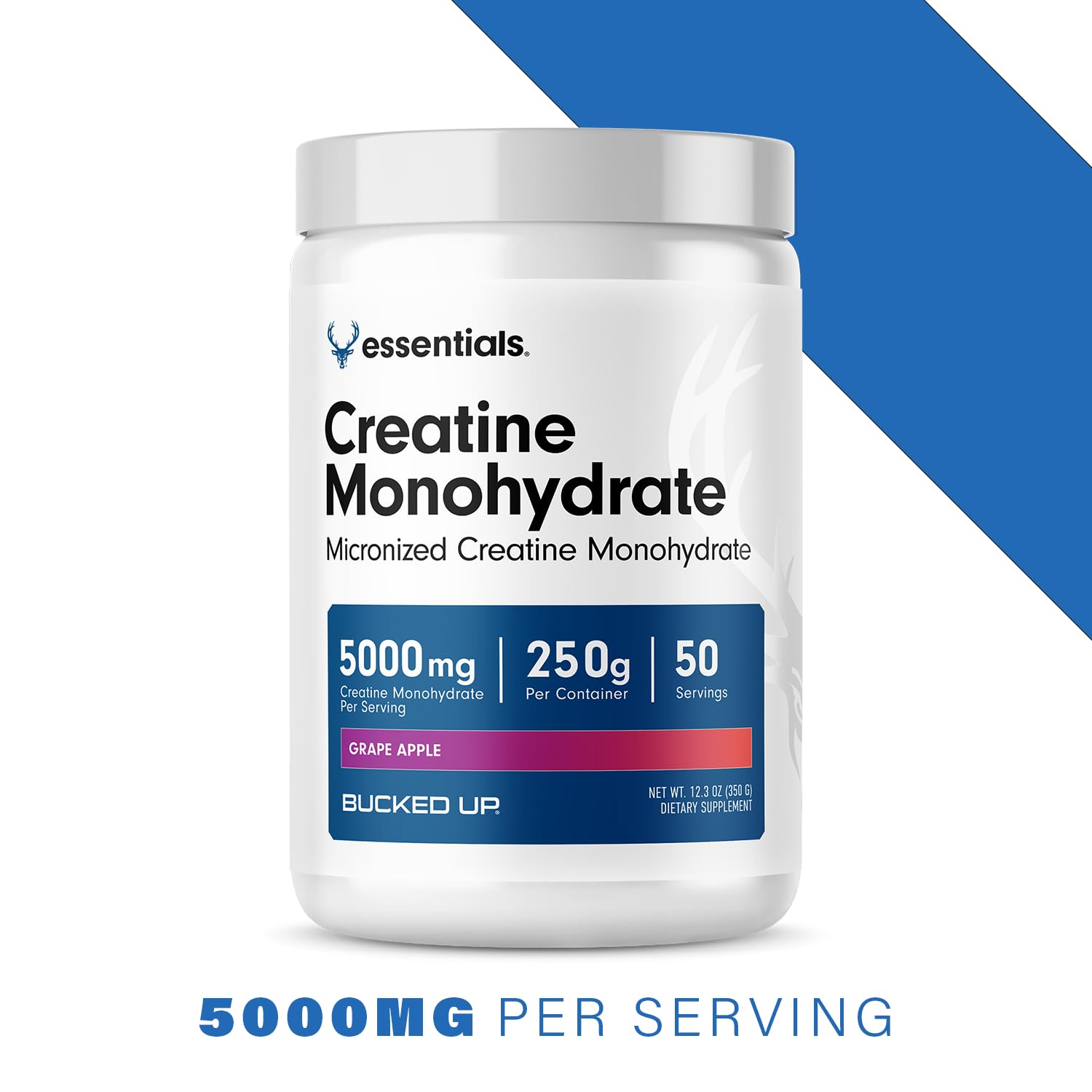 Bucked Up Grape Apple Creatine for Women and Men - Easy to Mix Vegetarian - Flavored Creatine Monohydrate Powder - Made in USA - 5G Per Serving - 50 Servings - 250 Grams Per Container Bucked Up buy supplements canada