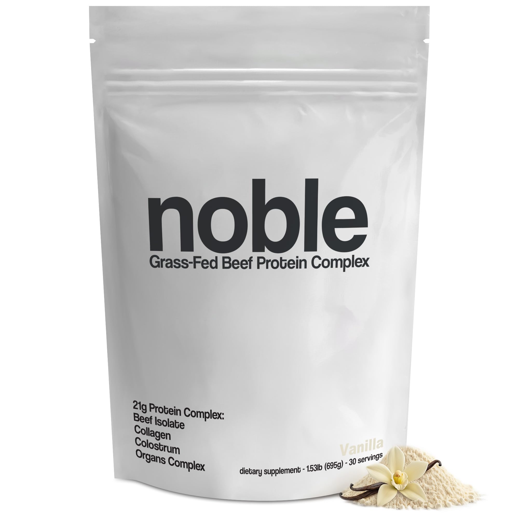 Noble Grass Fed Beef Protein Powder | Beef Protein w/Collagen, Colostrum, Organ Blend | Carnivore, Keto Friendly | Whey, Gluten Free | Muscle, Gut Health, Skin, Joint Support | 30 Servings, Vanilla Noble Origins buy supplements canada