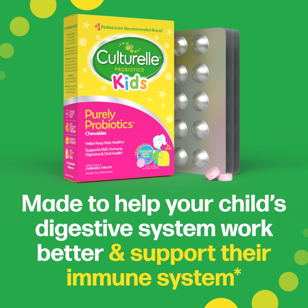 Culturelle Kids Chewable Daily Probiotic for Kids, Ages 3+, 30 Count, #1 Pediatrician-Recommended Brand, Natural Berry Flavored Daily Probiotics Culturelle buy supplements canada