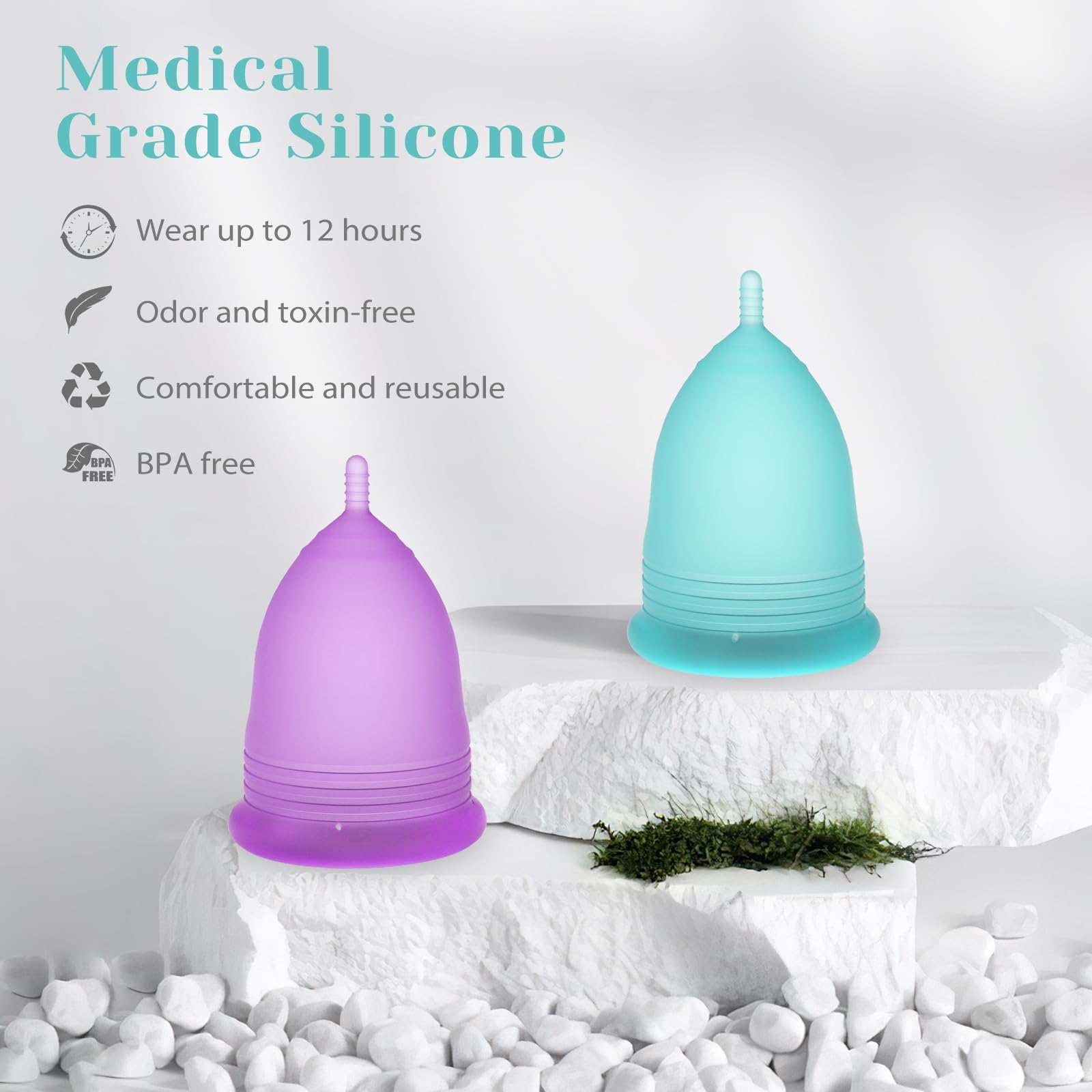 YTYOMUR Menstrual Cup Set, 2 Soft Period Cup Come with Collapsible Cleaner Cup YTYOMUR buy supplements canada