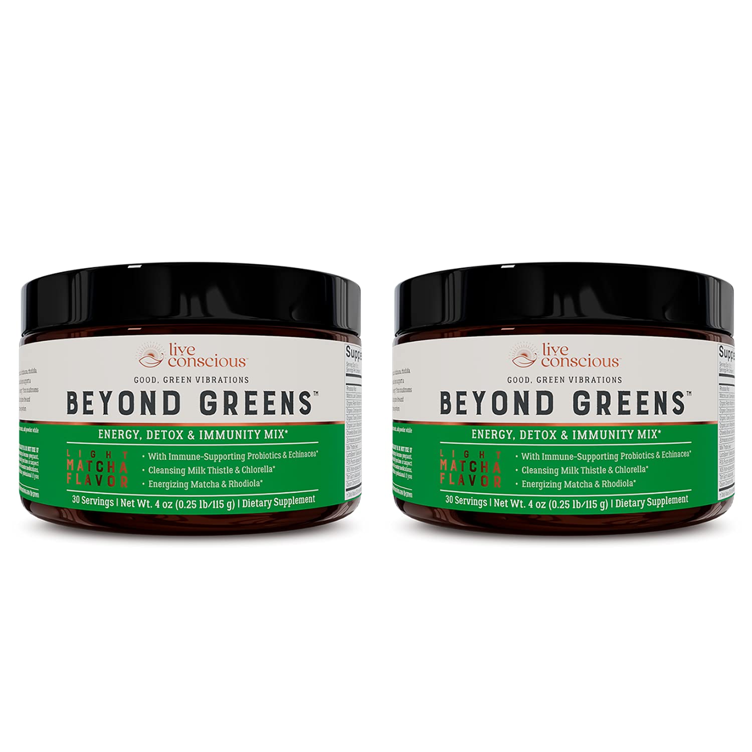 Live Conscious Beyond Greens Concentrated Superfood Powder - Matcha Flavor w/Chlorella, Echinacea, Probiotics for Immune Support & Energy - 30 Servings (2-Pack) Live Conscious buy supplements canada