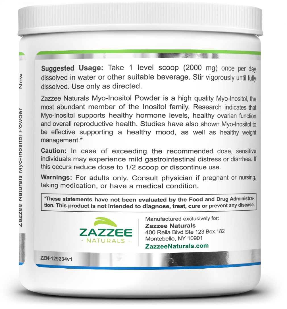Zazzee Myo-Inositol Powder, 6 Month Supply, 183 Servings, 2000 mg per Serving Zazzee buy supplements canada