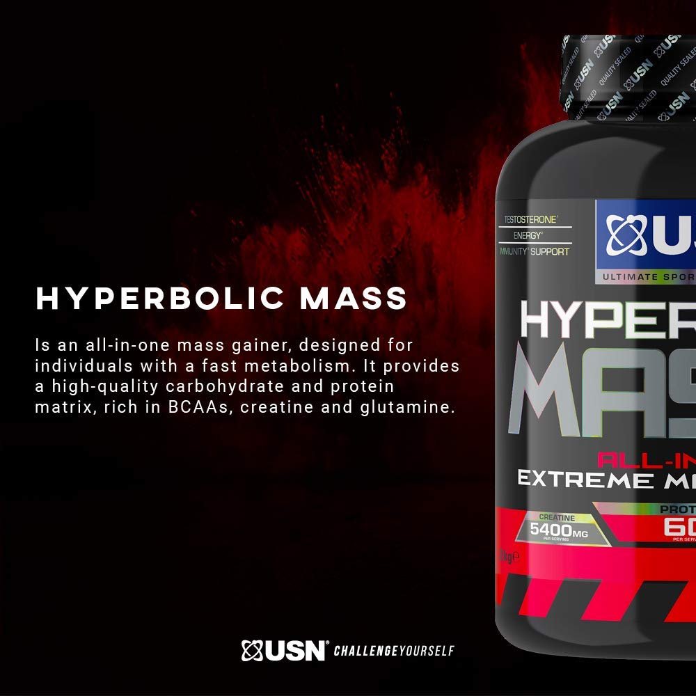 USN Hyperbolic Mass Strawberry 6kg: High Calorie Mass Gainer Protein Powder for Fast Muscle Mass USN buy supplements canada