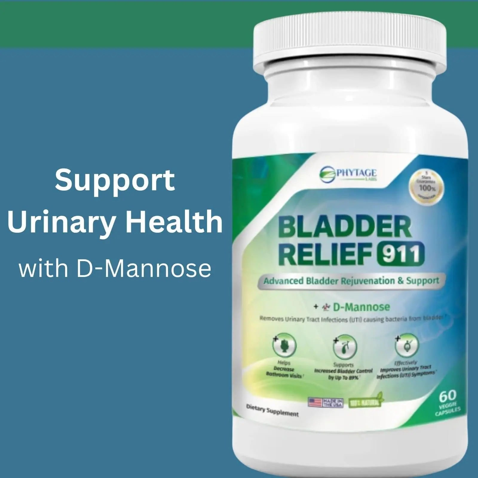 Phytage Labs Bladder Relief 911 Detoxifying Strength - for Men and Women Provides Bladder Support, 60 Veggie Capsules - 2 Pack Phytage Labs buy supplements canada