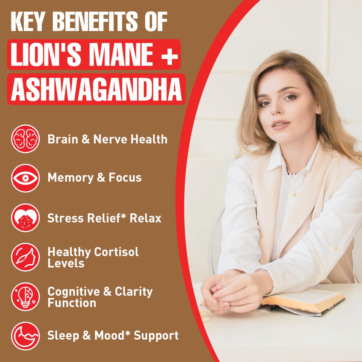 Ashwagandha & Lions Mane Supplements Capsules, Brain Supplements for Memory and Focus, Ashwagandha with Rhodiola Rosea for Cognitive, Immune Support, Cortisol Supplements for Women, 90 Capsules Zylvrax buy supplements canada