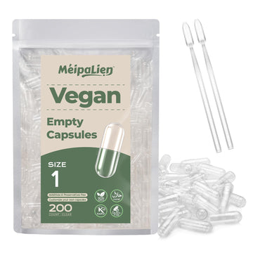 HPMC Empty Capsules Size 1-200 Clear Count Pill Capsules Empty - Plant-Based Cellulose | Vegetarian, Halal, Non-GMO | for DIY Supplement & Herbal Filling MéipaLien buy supplements canada