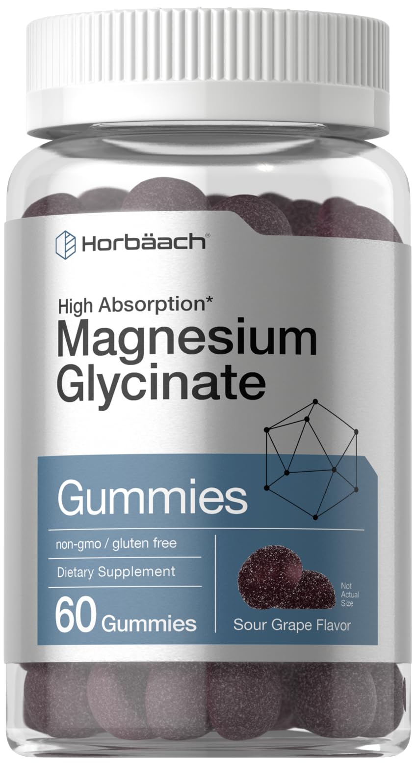 Horbäach Magnesium Glycinate Gummies | 60 Count | Sour Grape Flavor | High Absorption | Vegan, Non-GMO, Gluten Free Horbäach buy supplements canada