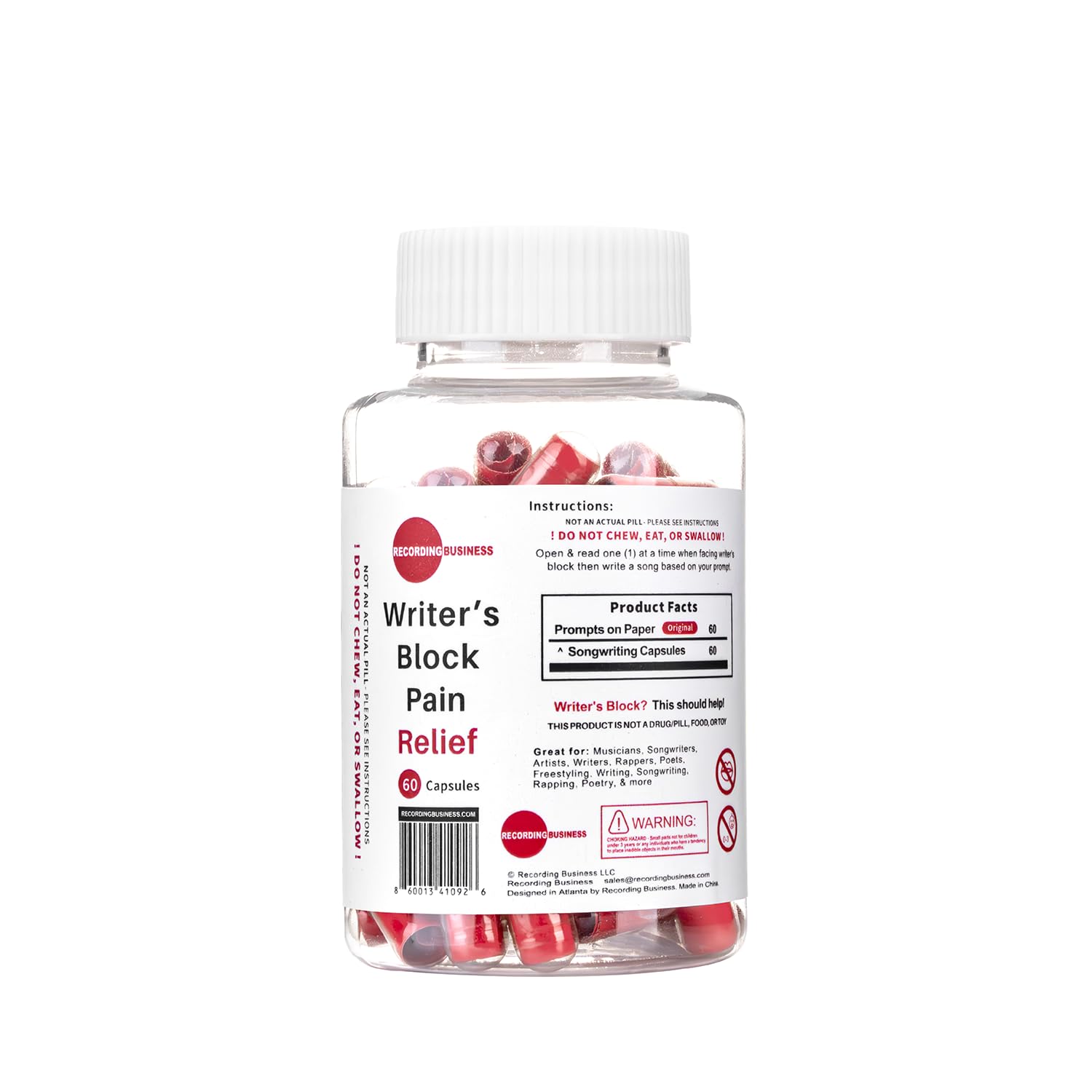 Recording Business Writer's Block Pain Relief (60 Original Songwriting Prompts in Capsules) for Artists/Musicians, Songwriters, & Poets Recording Business buy supplements canada