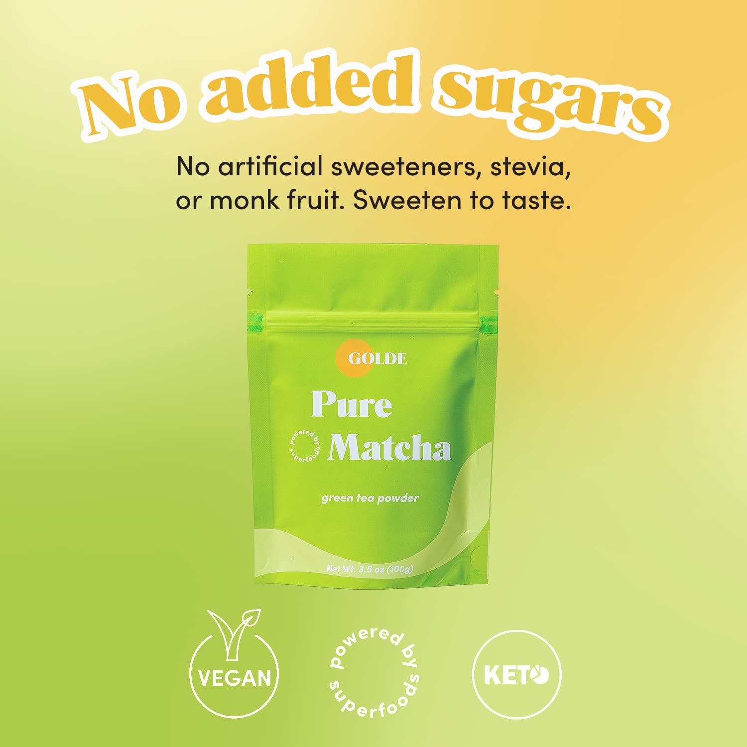 GOLDE - Pure Matcha - Ceremonial Grade Matcha Powder - Green Tea Superfood w/L-Theanine & Antioxidants - 60mg Caffeine - Jitter Free Energy - 100g Pouch GOLDE buy supplements canada