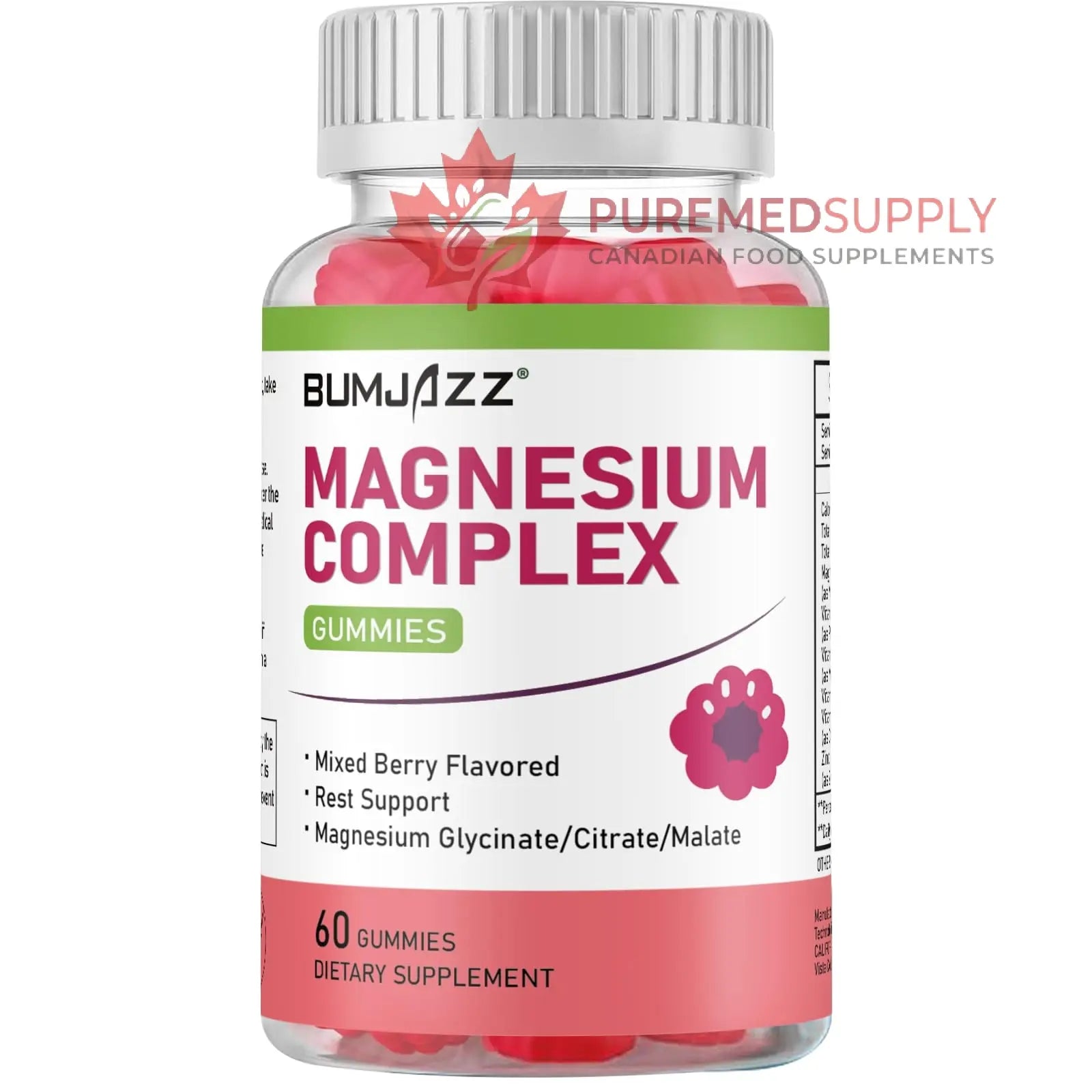 Magnesium Complex Gummies 800mg - 60 Counts Magnesium Glycinate&Citrate&Malate Gummy for Rest Muscle Function Bumjazz buy supplements canada