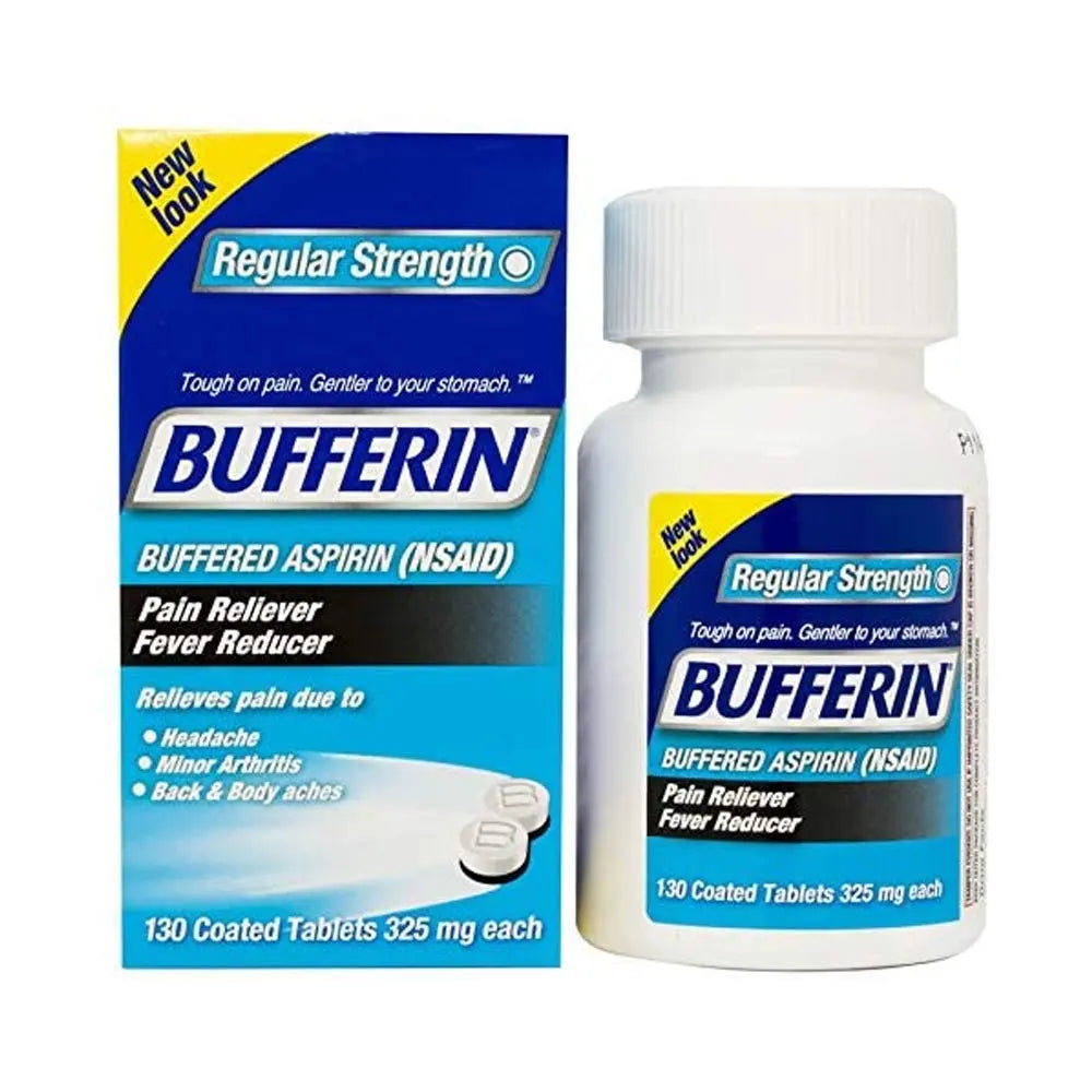 Bufferin Buffered Aspirin (NSAID) Coated Tablets Pain Reliever/Fever Reducer 130 ea (Pack of 3) Bufferin buy supplements canada