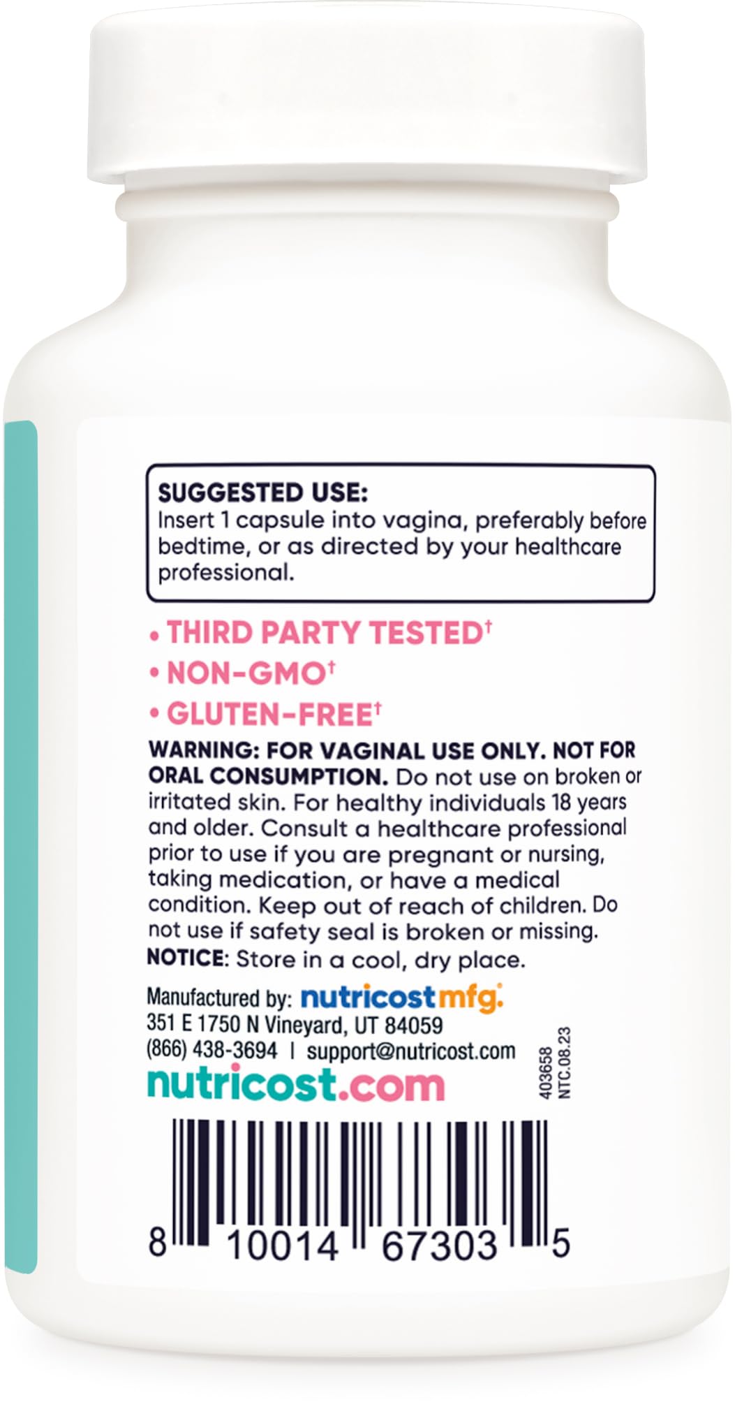 Nutricost Boric Acid 600mg, 30 Capsules - Vaginal Suppository - Non-GMO - for Women Nutricost buy supplements canada