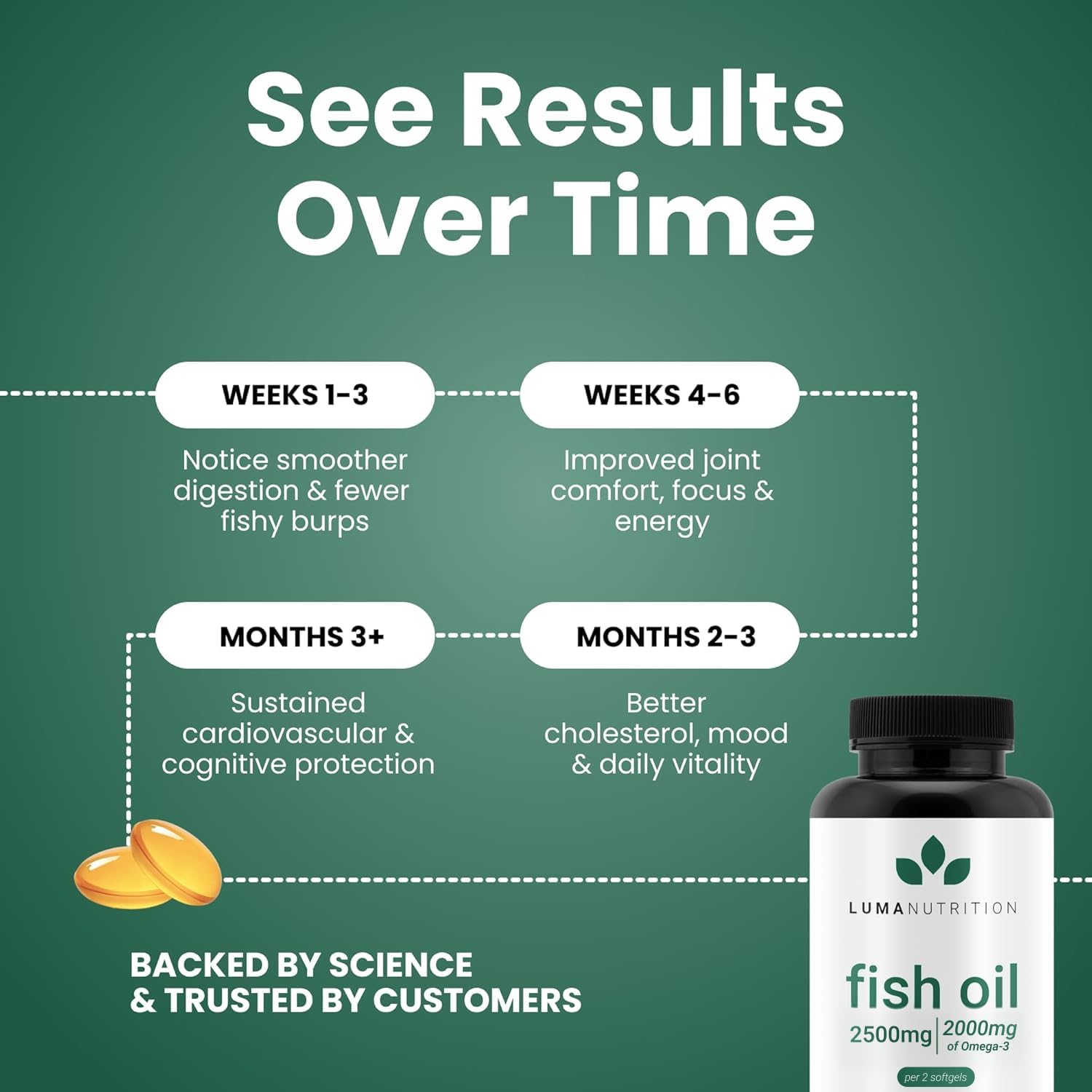 Luma Nutrition Omega 3 Fish Oil Supplement - Extra Strength 2500mg Per Serving - 2000mg EPA & DHA Per Serving - Brain and Heart Health - 60 Softgels, 30 Servings Luma Nutrition buy supplements canada