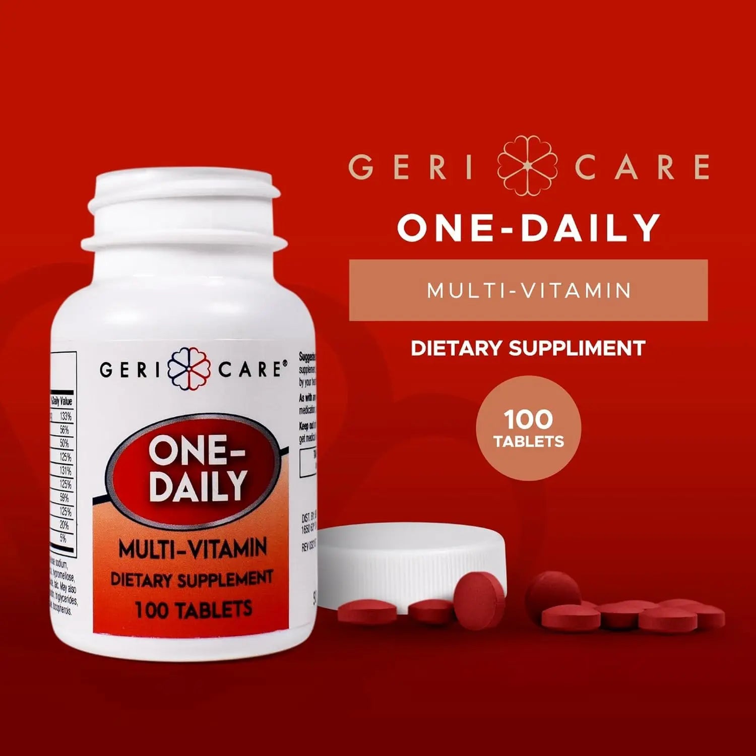 GeriCare One-Daily Multi-Vitamin Tablet, 100 Count Adult Multivitamin Supplement | Easy-to-Take Dietary Supplement with Vitamins A, C, D3, B, Calcium GeriCare buy supplements canada