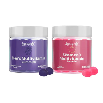Droppels His & Hers Bundle: Men's & Women's Multivitamin Gummies | Vegan, Non-GMO, Pectin-Based | BlackBerry & Peach Tea Flavors Droppels buy supplements canada