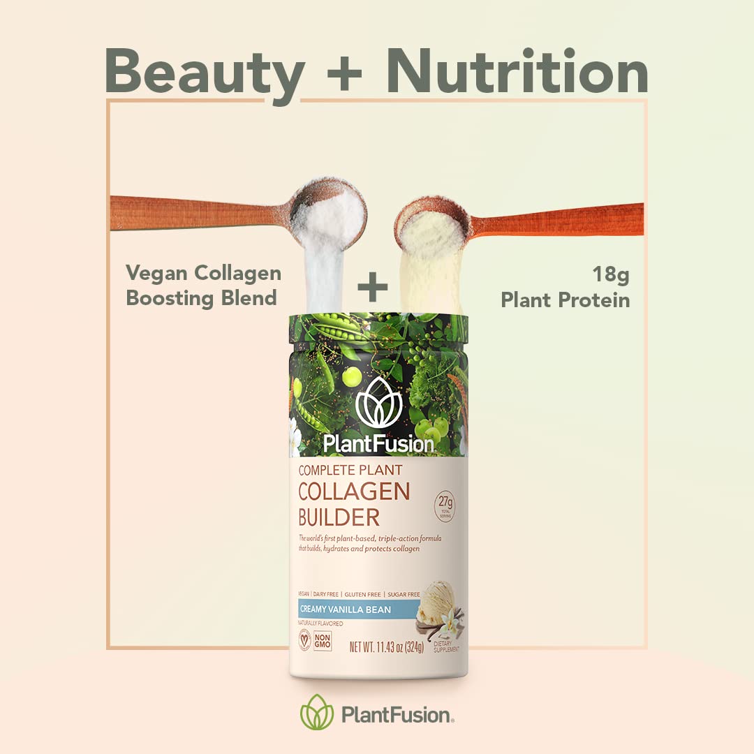PlantFusion Vegan Collagen Powder - Plant Based Collagen Protein Powder For Muscle & Joints, Hair, Skin & Nails - Keto, Gluten Free, Soy Free, Non-Dairy, No Sugar, Non-GMO - Unflavored 10.58 oz PlantFusion buy supplements canada